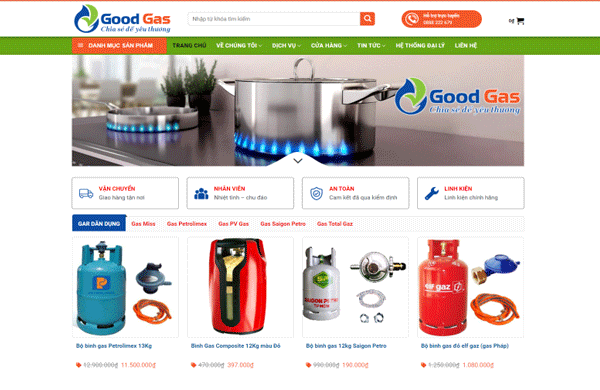 các module chính khi thiết kế website bán gas